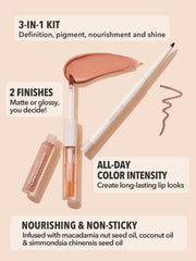 Sheglam Soft 90's Glam 3 in 1 Lip Liner And Lip Duo - Haute Cocoa | قلم شفاه 3 في 1