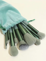 Shein 13pcs Green Makeup Brushes Set