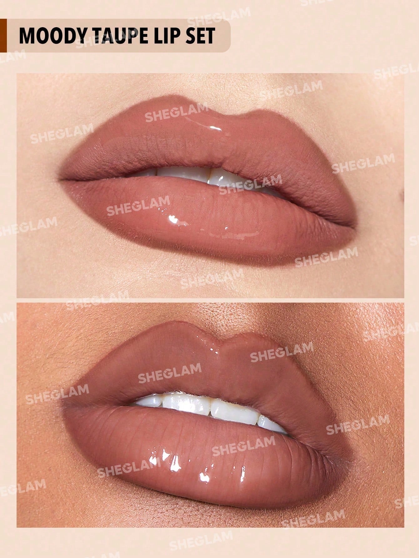 Sheglam 3 in 1 Lip Kit - Soft 90 s Glam and Moody Taupe Lip Liner