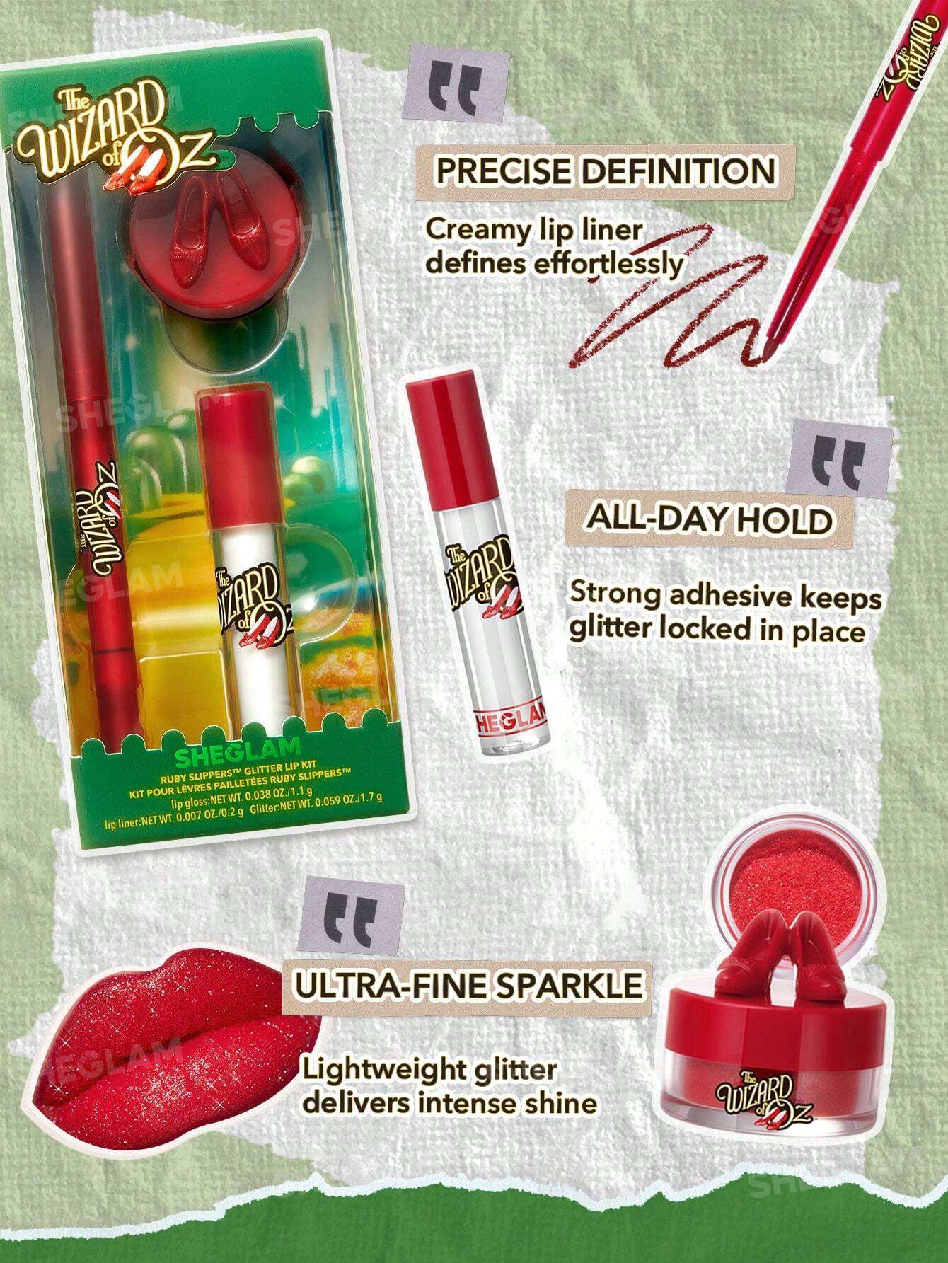 SHEGLAM Ruby Slippers™ Glitter Lip Kit