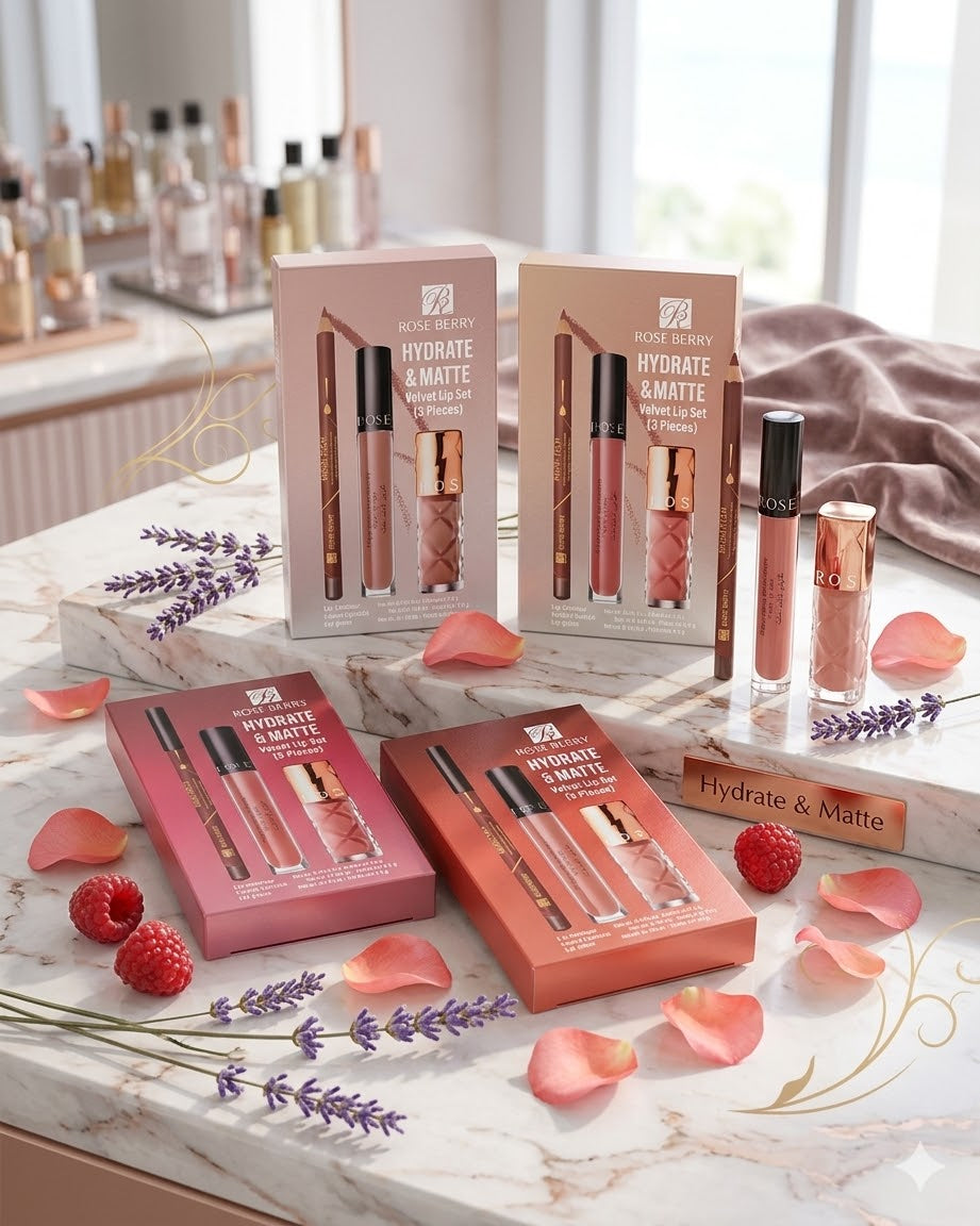 rose berry hydrate and matte velvet lip set